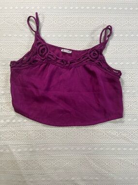 Free People Deep Magenta Crochet-Trim Cropped Cami